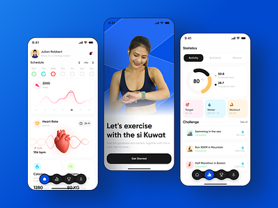 Kuwat - Fitness & Workout App 3d animation app branding design graphic design illustration logo minimal mobile design mobile ui motion graphics ui ux