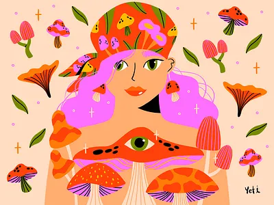 Mushroom Character Illustration artist artwork character illustration colorful designer digital illustration digitalart drawing funky graphic design illustration illustrator mushroom