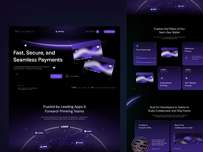 Mobile Payment Gateway Technology Landing Page app bank banking card credit card design dollar finance fintech history mobile money receive send statistic stats transaction transfer ui