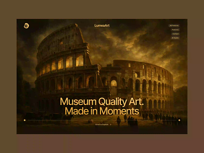 Museum Quality Ai Art Generator Landing Page ai ai home page aiart animation art ai converting website design home page landing page minimal museum museum landing page museum website oilpainting premium wesite sajon ui ux website website design