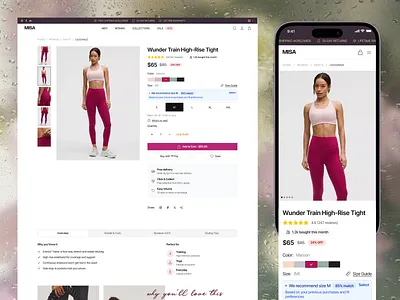 MISA - Sportswear Product Details Ecommerce active cart cloth clothes clothing ecommerce emura studio online shop padel product product details shop shopify shopify website sports sportswear web web design website yoga