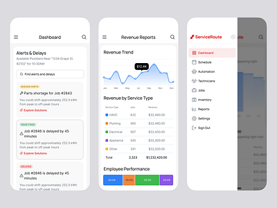 Field Service Dispatch Mobile App admin analytics app b2b chart clean dashboard dispatch havc interaction logistics mobile mobile app product design saas ui ux