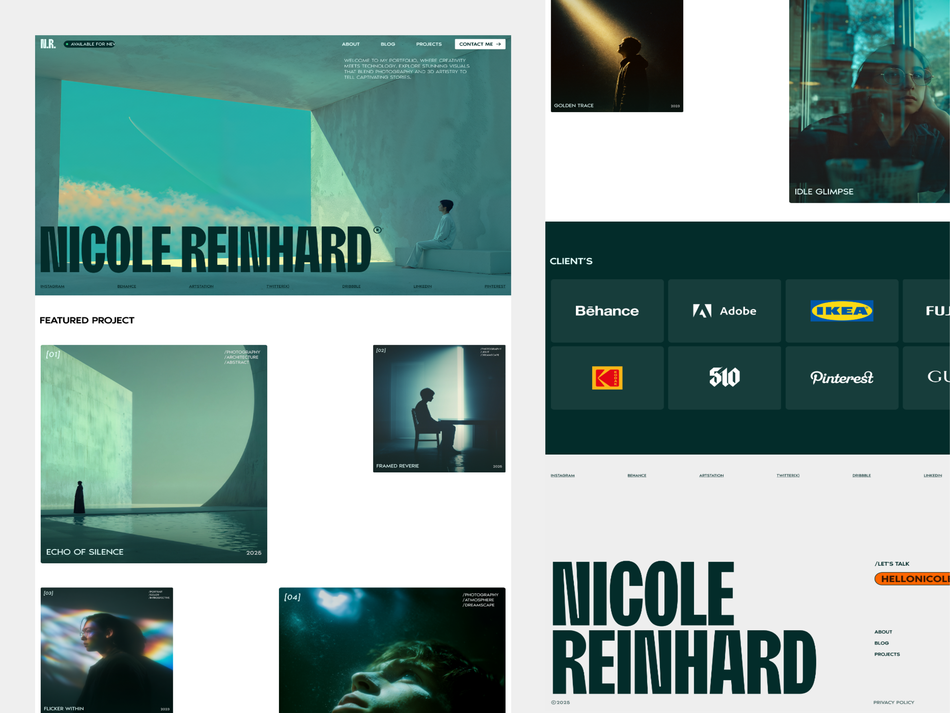 Nicole Reinhard - Personal Web Photography branding clean concept landing page layout minimalist personal personal website photography portfolio portfoliowebsite ui uidesign uiux ux web web design web designer website website design