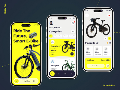 Smart AI Bicycle Mobile App | Ebike App Design ai ai bicycle aibike app bicycle bicycle app bike ui cycle design dribbble ebike ecycle electric bike firqah firqah lab mobile app mobile app design smart bike ui uiux