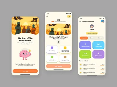 Kids Story & Quiz App ios ios app kids kids story app learning app quiz app ui uiux ux