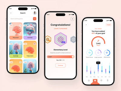 Brain training app android app design app brain training brain training app course education app design game ui gaming website interface ios ios app design korean mobile mobile app design mobile design netflix squid game training ui ux