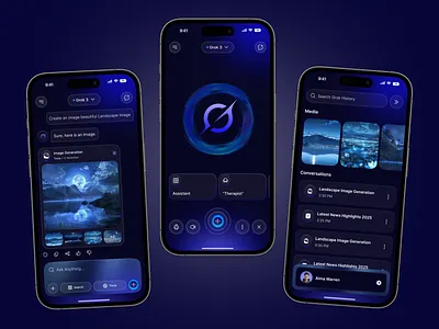 Grok AI mobile App Redesign aiapp aiux app app design appredesign chatbotui cleanui darkmodedesign design figmadesign futuristicdesign grokai iosapp mobile mobile app mobile app design mobileui ui uxuidesign voiceassistant