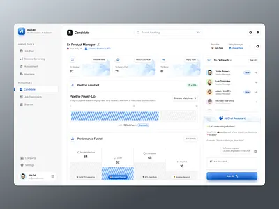 Recruitr - AI Recruitment & Hiring Dashboard ai dashboard management online recruitment saas ui ui design uiux ux design web app website