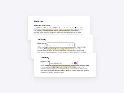 AI Comments for Inline Feedback ai clean collaboration colloboration comments dashboard flat minimal saas shadcn shadcnui tailwind threads
