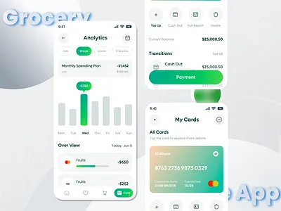 Grocery Mobile App UI/UX ai app checkout flow ecommerce app figmadesign grocery app ios minimal design mobile app modern ui my card online shopping over view product details product page shopping app smart buy super shop transitions ui design uiux