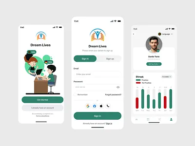 Child Education App Onboarding, Login & Profile screen android app app design application clean course e learning education ios iphone mobile app mobile application design mobile design mobile ui modern design online class online school school ui ux ux
