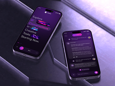 Mobile AI Chatbot App ai app design application automation b2b business chat chatbot chatgpt clean glass ios mobile app mobile ui product design search text uiux