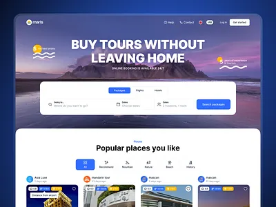 Travel Agency Website agency blue cards clean design travel ui ux web design