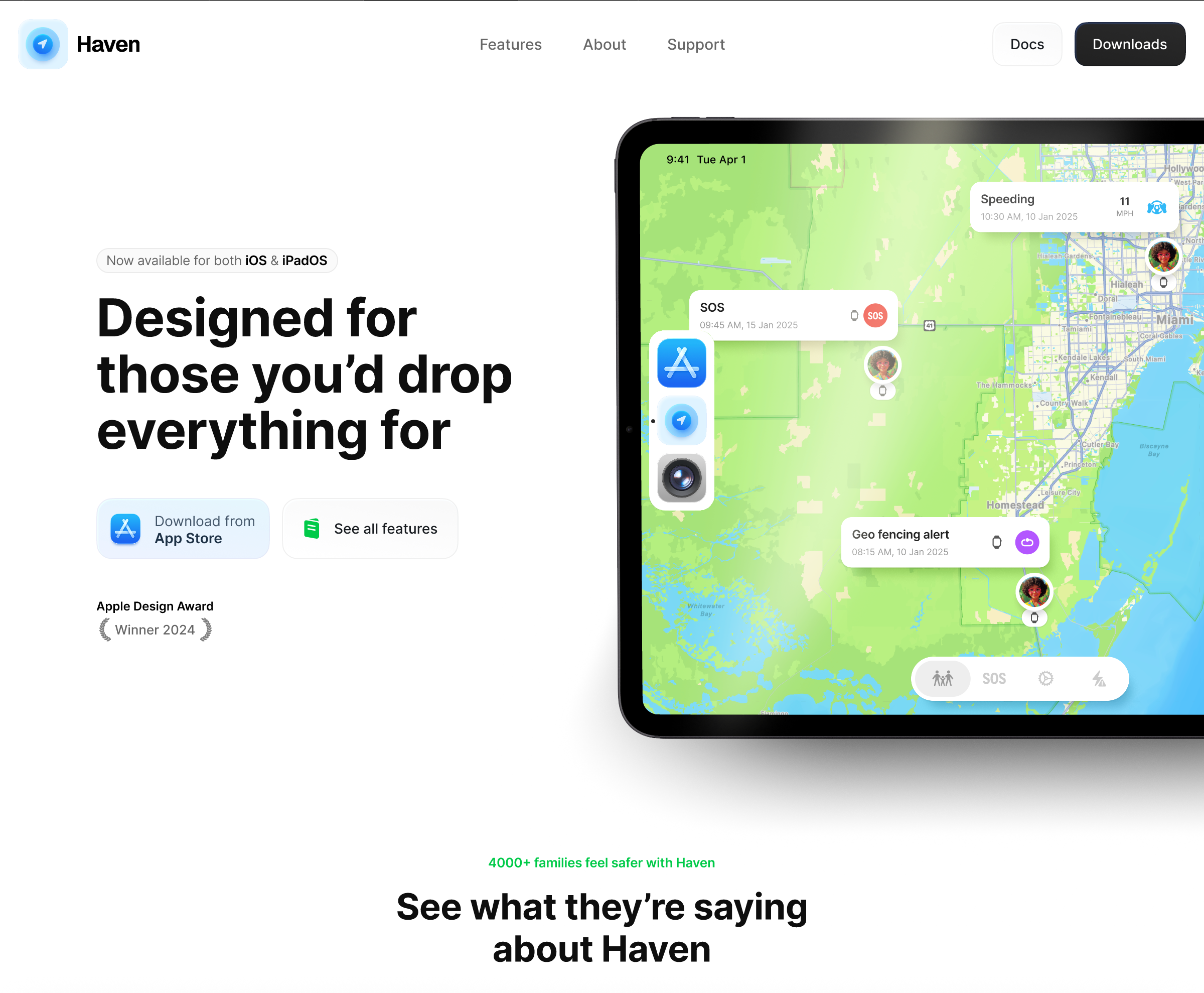Haven iOS & iPad app - Landing page