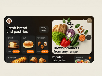Modern Grocery Shopping App UI 3d animation app branding delivery design ecommerce food graphic design grocery logo minimal motion graphics product ui