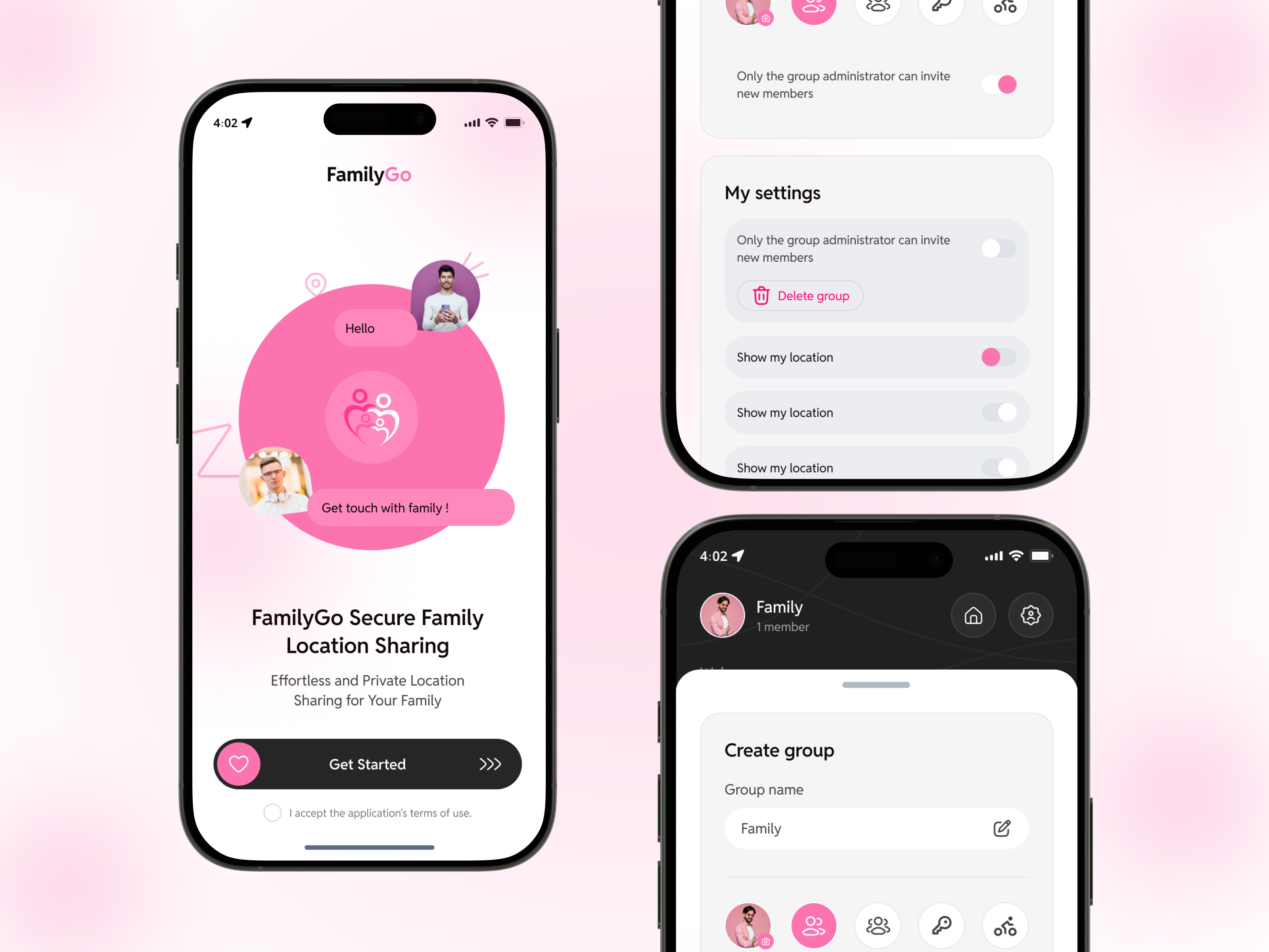 Location sharing mobile app app design clean ui figma design ios lication sharing location app mobile mobile app mobile app design mobile ui safety app tracking app ui uiux user interface ux ux design