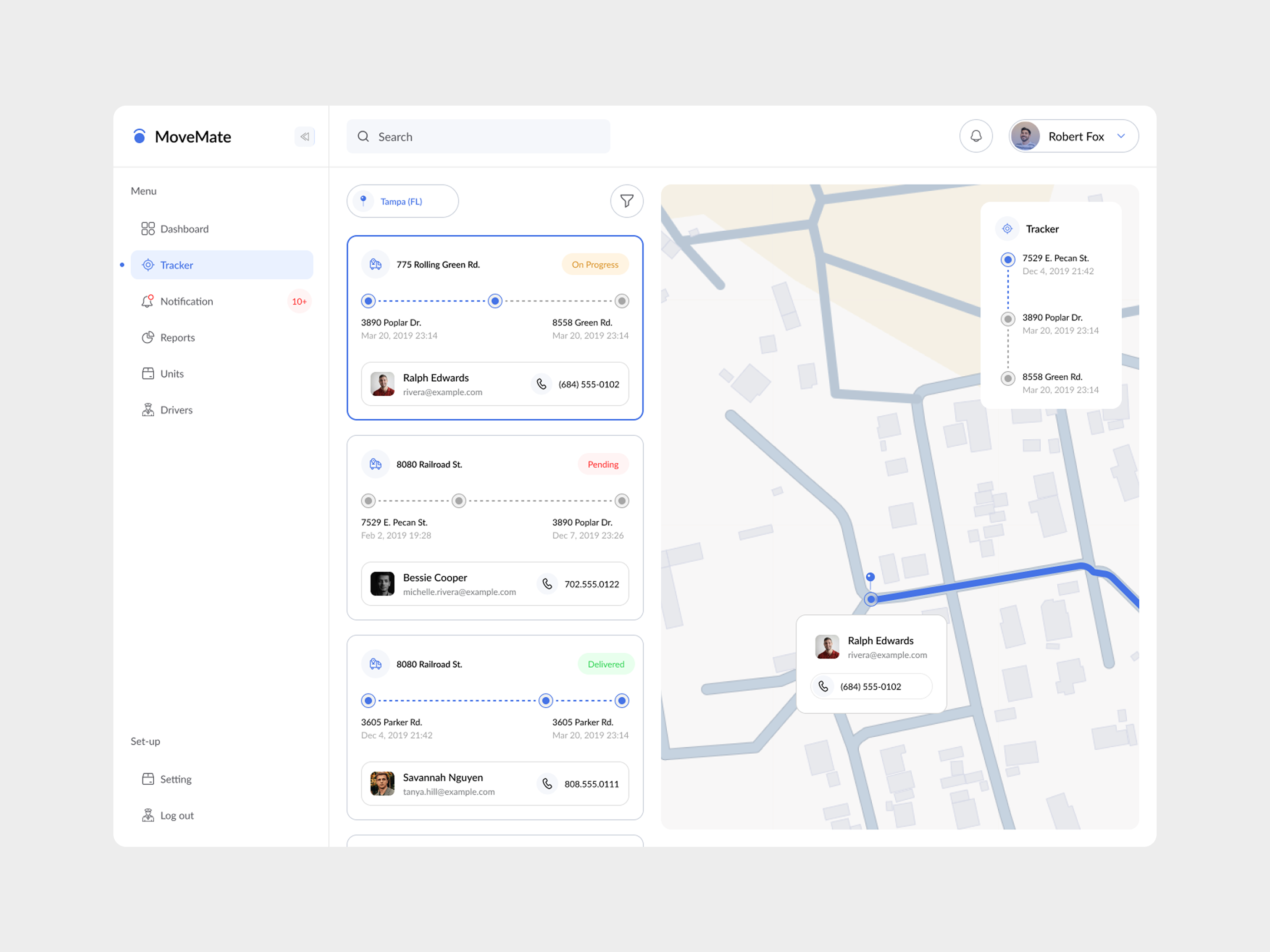 MoveMate – Real-Time Delivery Tracker Dashboard UI dashboardui deliverytracking fleetmanagement interfacedesign logisticsdashboard logisticsdesign movemateui productdesign teqnomanui uidesign uxdesign