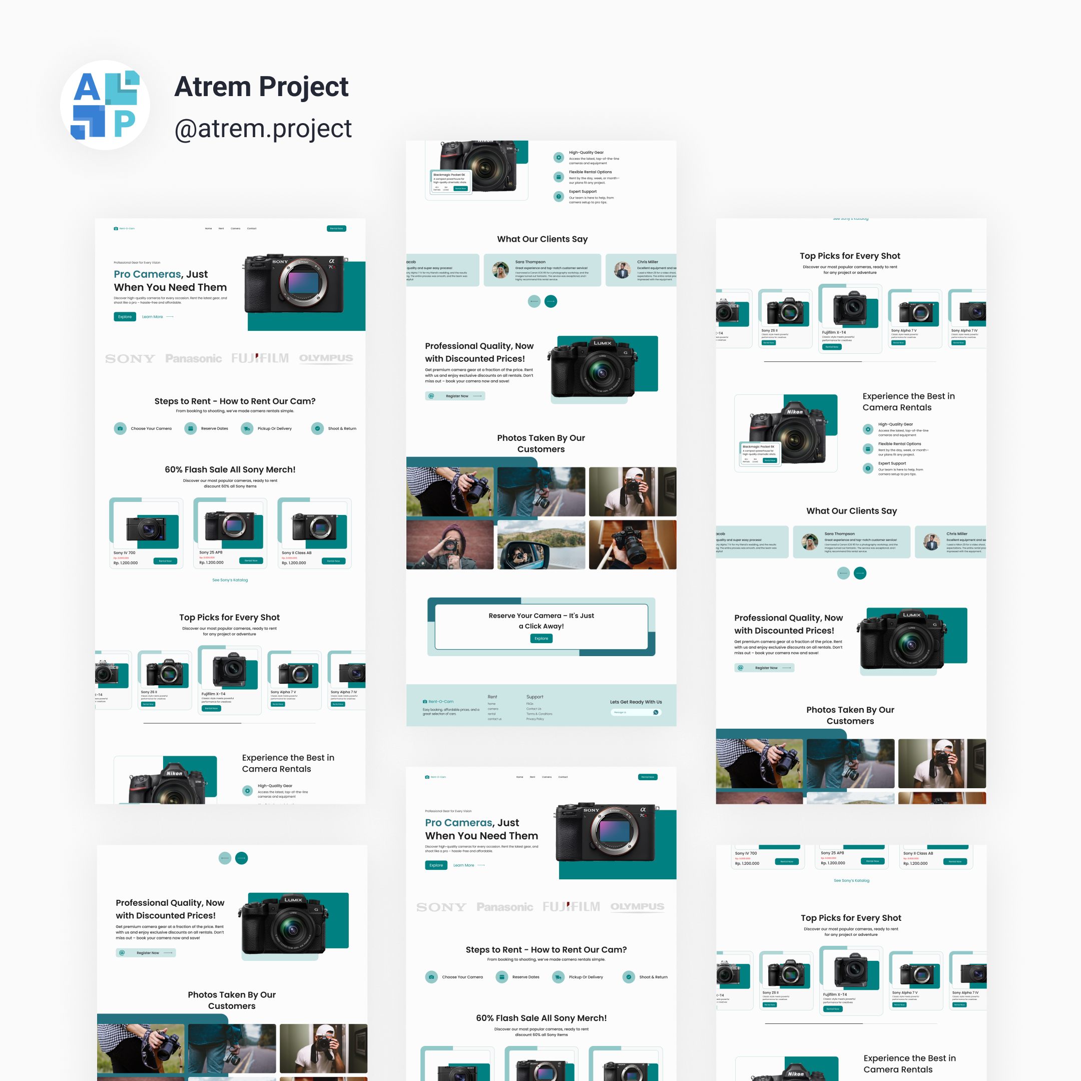 Rent-O-Cam - Landing Page Rental Camera atrem project figma mobile app ui ui design uiux user interface ux ux design web design