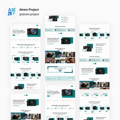 Rent-O-Cam - Landing Page Rental Camera atrem project figma mobile app ui ui design uiux user interface ux ux design web design