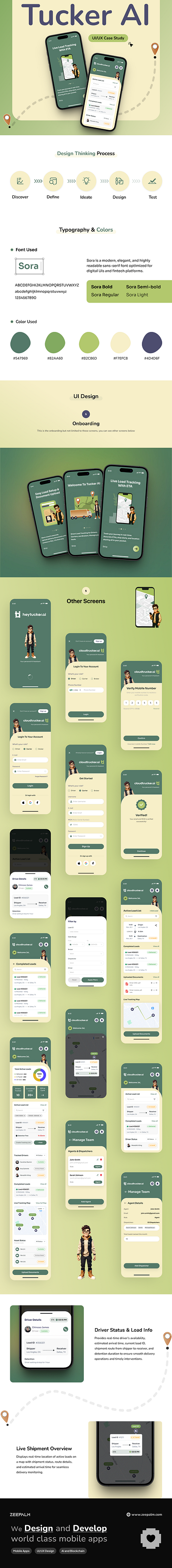 Tucker AI - Trucker Assistant ai app branding design mobile app truck truck app trucking business tucker ui uiux design zeepalm