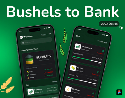 Bushels to Bank - Grain Tracking App ai app bushels bushels tracking design farmers grain tracking mobile app ui uiux design zeepalm