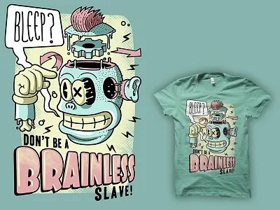Brainless - t-shirt illustration apparel cartoon character crazy illustration lowbrow retro. t shirt urban