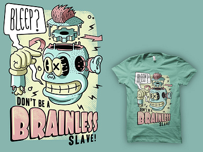 Brainless - t-shirt illustration apparel cartoon character crazy illustration lowbrow retro. t shirt urban