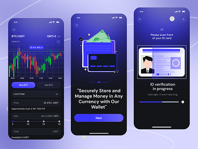 Crypto Trading Mobile App - UI Design app app design bitcoin blockchain crypto app crypto trading crypto wallet cryptocurrency ethereum exchange finance ios mobile app mobile app design mobile ui product design trading