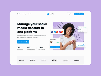 Social Media Management SaaS Platform Animation 🎯 ai ai assistant animation clean design management tool minimal saas design saas design with ai help smm saas design smm saas design animation social media management ui ux ux design web design
