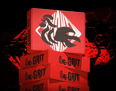 GRIT — Brutalist Identity for a Chicken Tender Concept animation branding design fastfood graphic design logo motion graphics packaging poster print product vector