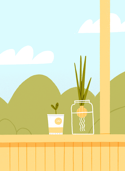 Balcony Vibes balcony gardening illustration onion procreate seedling spring sprout summer texture