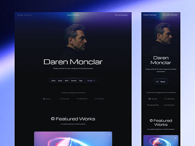 Monclar - Portfolio Template for Professionals agency framer gradient hero landing page minimal modern personal portfolio section ui ux web design webflow website design