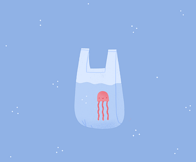 Eco Issues character eco ecology illustration jellyfish ocean plastic plastic bag pollution problem procreate texture water