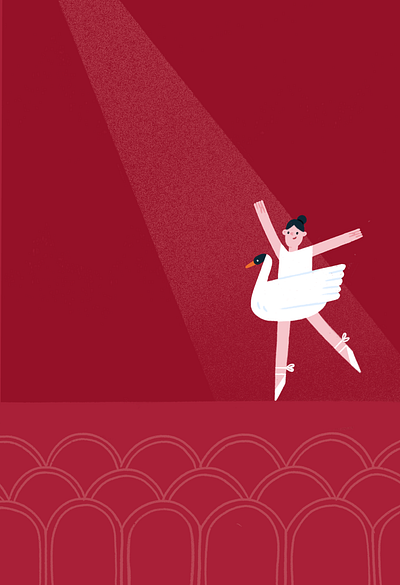 Swan auditorium ballet character costume dancer girl illustration light motion procreate projector seats stage swan texture tutu