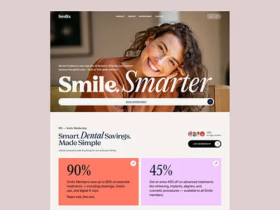 Smilix | Dental Service Website Design branding dental dental care dental website dentist health healthcare homepage landing landing page modern landing page page saas website ui ux web design web page webdesign website website design