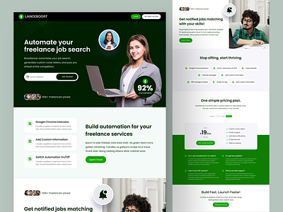 Website for a job automation platform ♦︎ Lanceboost ai job application automation job apply job automation landing page design product product design service startup ui ux design web design website design