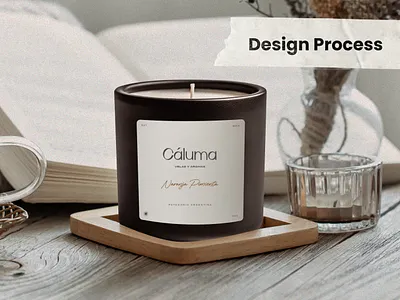 Cáluma Candles - Branding & Label Design Process art direction artisanal production bilingual label brand moodboard candle branding candle packaging custom lettering design process glass jar home fragrance label design label typography minimal packaging neutral palette packaging dieline patagonia argentina product photography soy wax spanish branding textured paper