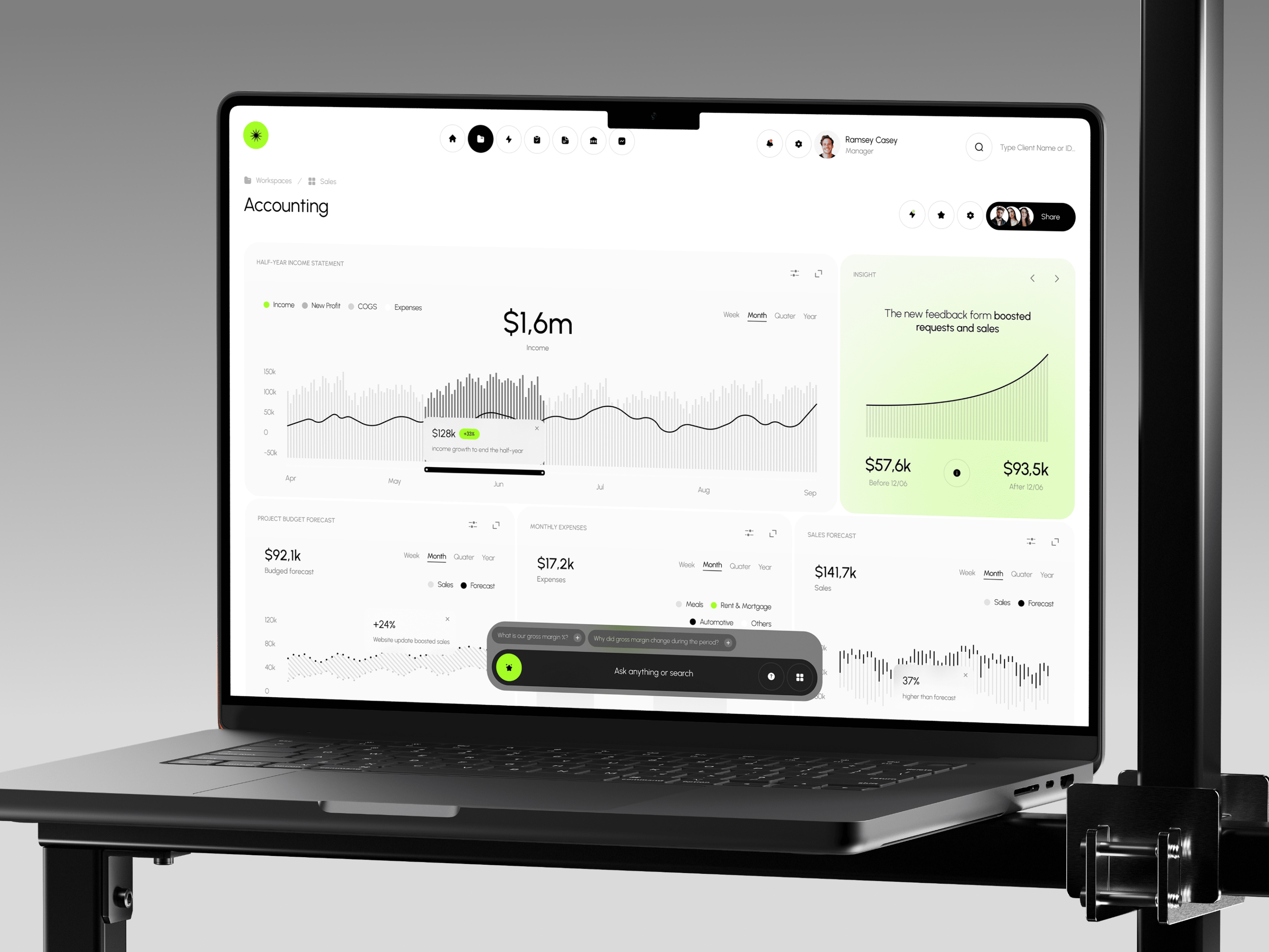 Ledgerix - Finance Management Dashboard ai app app design b2b business crm dashboard design finance financial fintech interface management product saas service software ui ux web