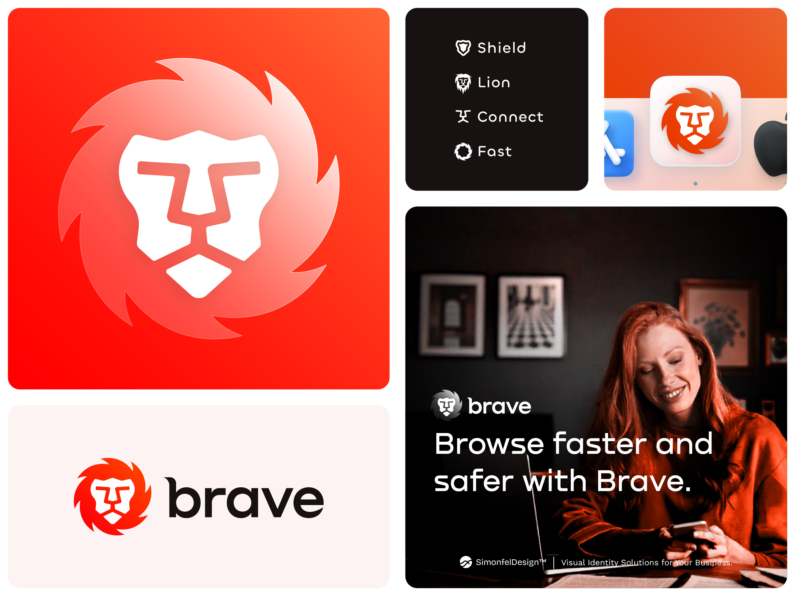 Brave Browser Rebrand Concept animal app bento branding brave brave browser circular gradient icon lion rebrand redesign revamp security shield software tech web
