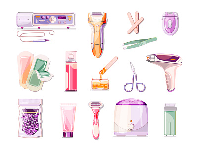Hair removal illustrations set branding graphic design hair ill illustration remowal vector