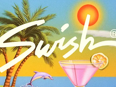 Swish - Logotype Redesign 90s 90s logo 90s logotype badge branding design florida florida 90s graphic design illustration logo logotype script logo script logotype typography vector vintage script