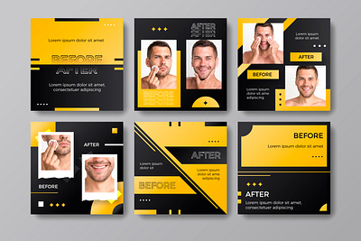Gradient before after Instagram post collection 3d animation graphic design motion graphics