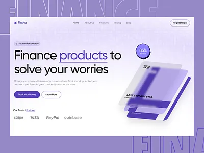 Finvia - Finance Landing Page analytics bank app banking app card credit card finance financial fintech app landing page money rifath savings statistcs transactions transfer ui wallet web web design website