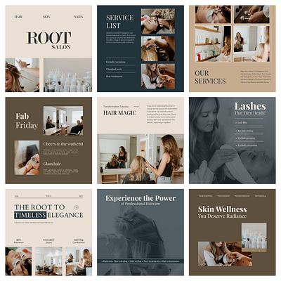 Premium Social Media Design for ROOT SALON ads branding clientfocuseddesign graphic design graphicdesigner post salon post salondesign social media design