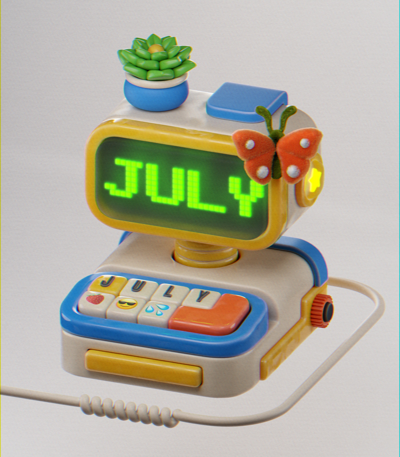 July Vibes 3d animation art blender butterfly computer cute design fun inspiration isometric render retro summer vibes