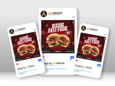 delicious fast food social media post design ads artgraphz banner ads carousel design fast food design food social media post graphic design graphic designer instagram instagram post label design logo menu design menu design post menu post menu post design modern social media post stationery design