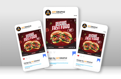 delicious fast food social media post design ads artgraphz banner ads carousel design fast food design food social media post graphic design graphic designer instagram instagram post label design logo menu design menu design post menu post menu post design modern social media post stationery design