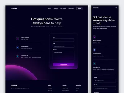 Contact Us - Crypto Payment Platform contact form contact page contact us contact us mobile design crypto crypto website darkmode futuristic minimalism neon responsive web design web3
