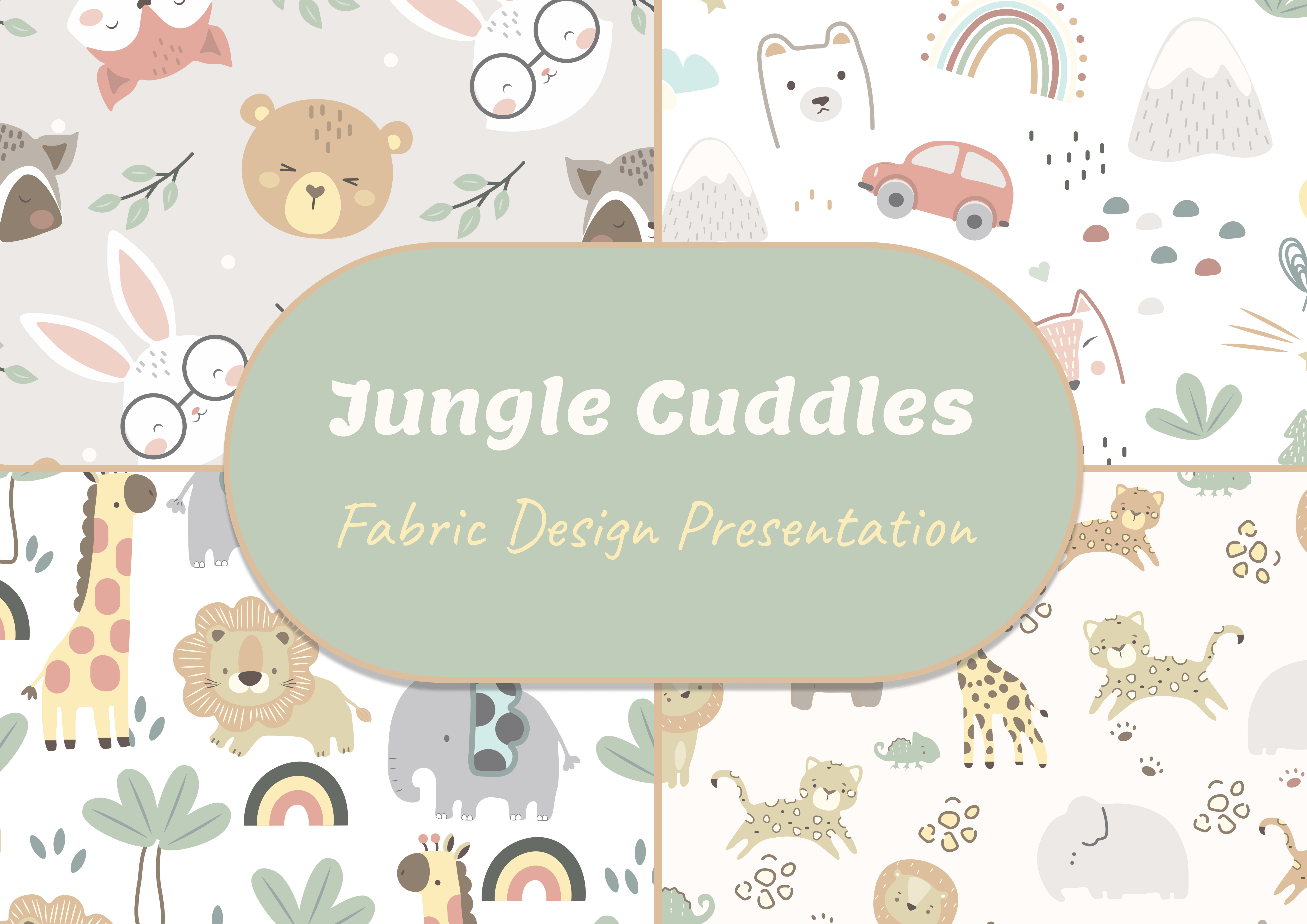 JUNGLE CUDDLES-FABRIC DESIGN advertising design graphic design illustration vector visual designs