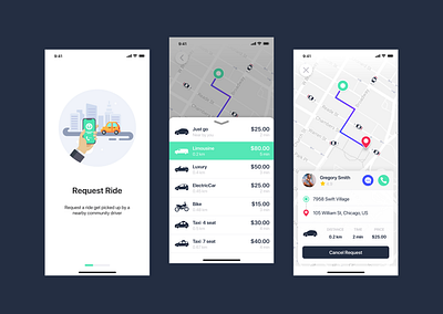 SwiftRide-Easy ride whenever you go. adobexd appdesign concept design digitaldesign figma locationbased mobileapp mobileui productdesign ridehailing ridesharing sketch taxi transportation ui uidesign userexperience userinterface ux